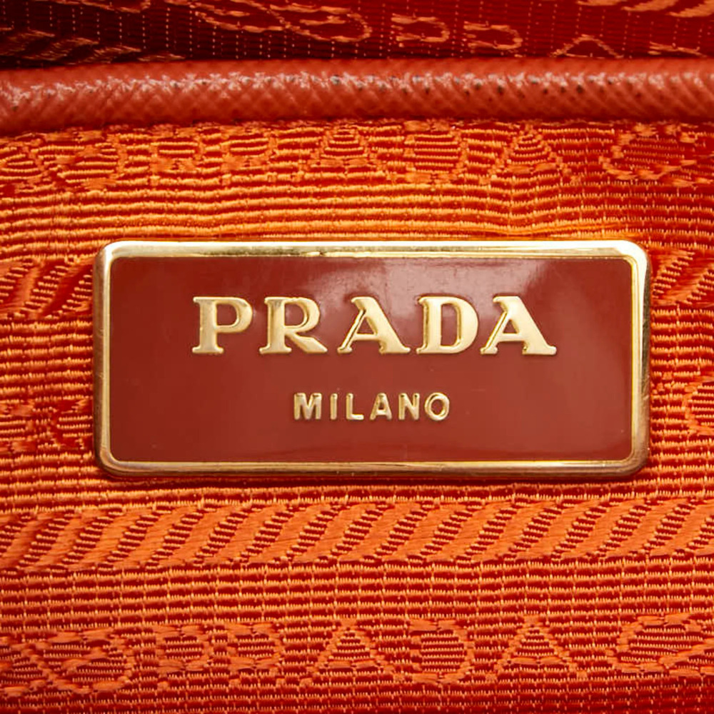 PRADA Orange Leather Saffiano Shoulder Bag - Picture 13 of 16